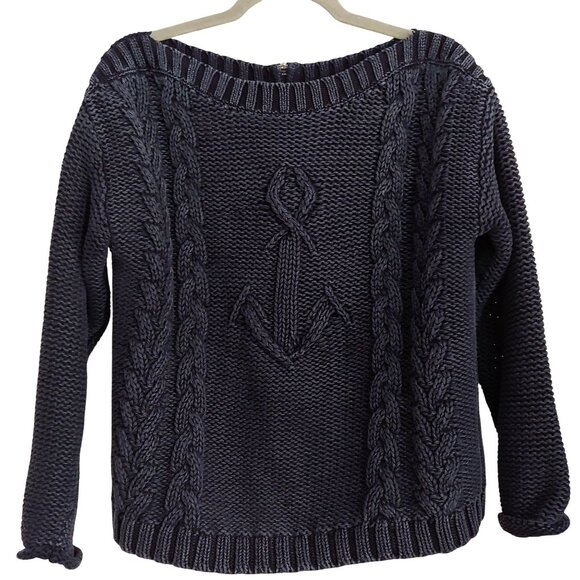 Sperry Top-Sider Anchor Knot Sweater Navy Cable-knit Nautical Coastal M - Picture 1 of 12